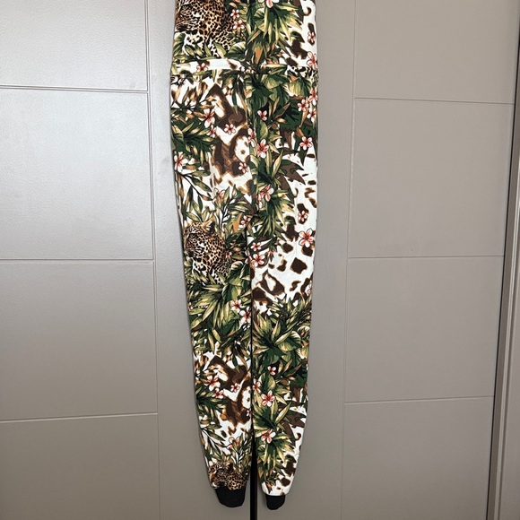 bebe Green Leopard Tropical Print Jumpsuit - Picture 7 of 11